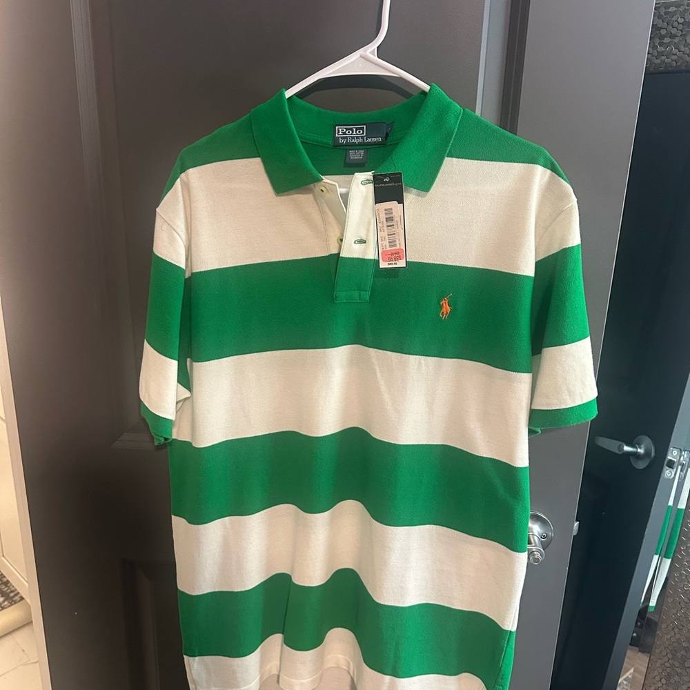 Polo by Ralph Lauren Bold Green and White Striped Polo Shirt